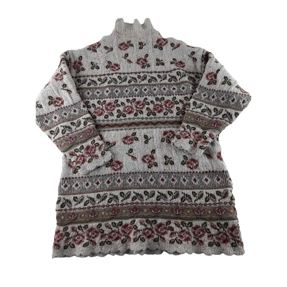 Vintage Servato Womens Rose Wool Blend Mock 3/4 Sleeve Carpet Rug Sweater S - Picture 4 of 7